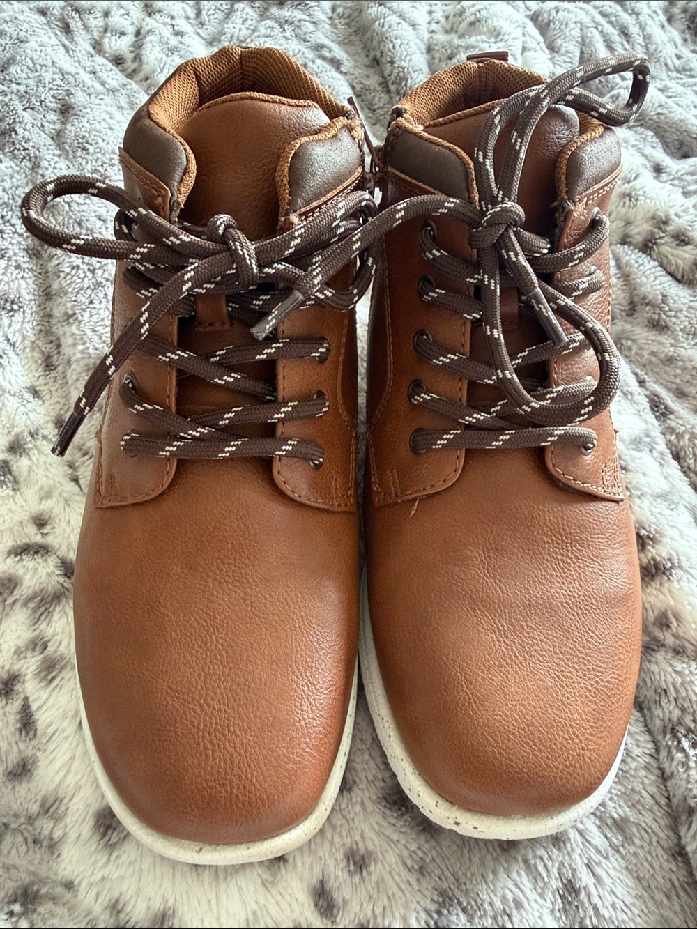 Boys Brown Casual Lace-Up Boots size 3